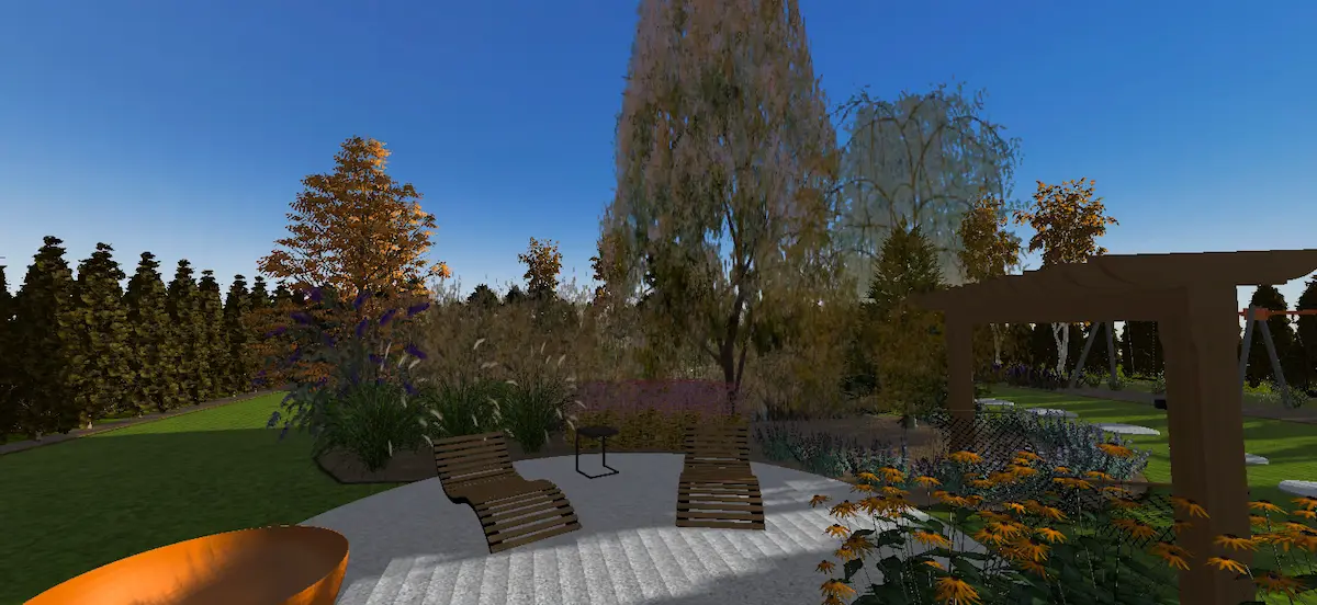 Projekt tarasu ogrodowego z leżakami - strefa relaksu w ogrodzie